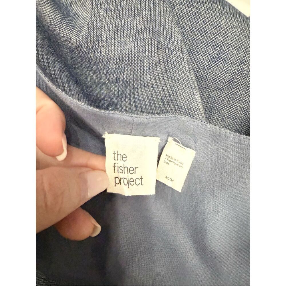 The Fisher Project Eileen Fisher Trapeze Racerback Chambray Shift Dress M - Picture 4 of 5